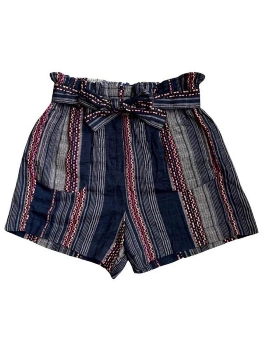 Anthropologie Lynnie Navy Stripe Belted Shorts - Picture 3 of 8